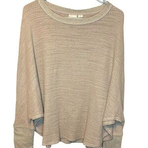 Anthropologie Doleman Sleeve Village Swing Thermal Top in a shade of pink